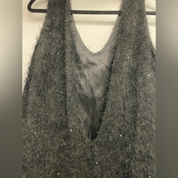 Walk of Shame 100% Silk Feather Trimmed Dress. With rhinestones and a low back - Picture 3 of 6